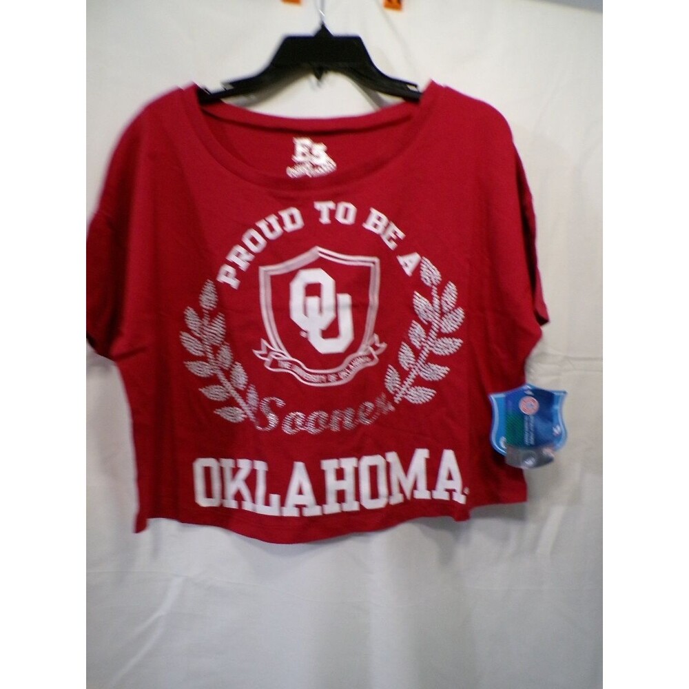 E5 College Classics Women's Cropped T-Shirt OU Oklahoma Sooners Medium Red